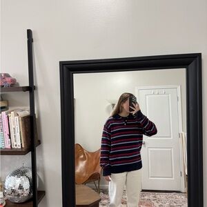 Striped Navy and Red Unisex Collared Jersey